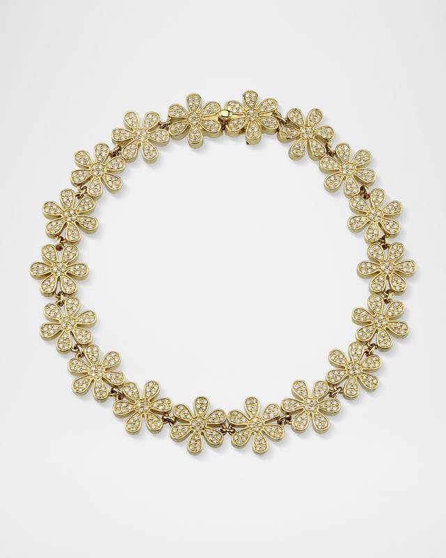 14K Diamond Pave Daisy Eternity Bracelet